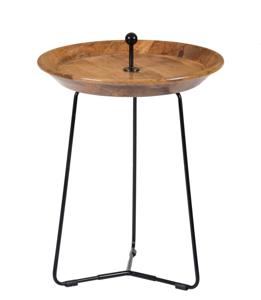 Product informatie: Kleur: Naturel hout, Zwart Hoogte:  80 cm Breedte:45 cm lengte: 180 cm Materiaalsoort: Mangohout, Gecoat staal Onderhoud: Wood Care Kit Matt Polish