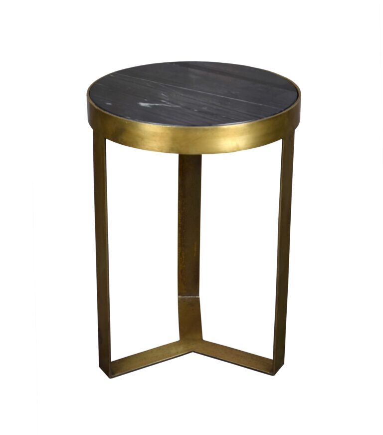 Bijzettafel Glennis Marble Black Gold rond