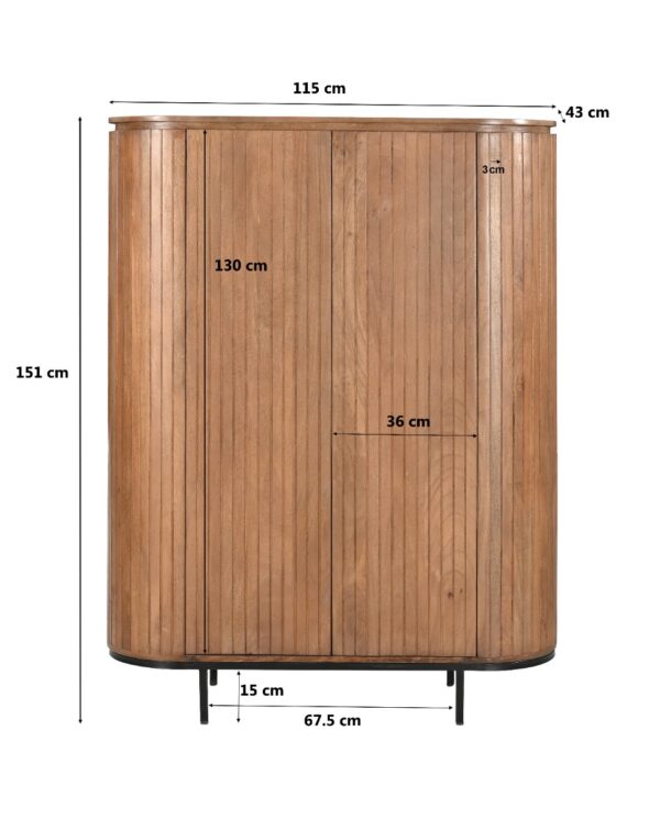 Wandkast Noor - Naturel, Mangohout