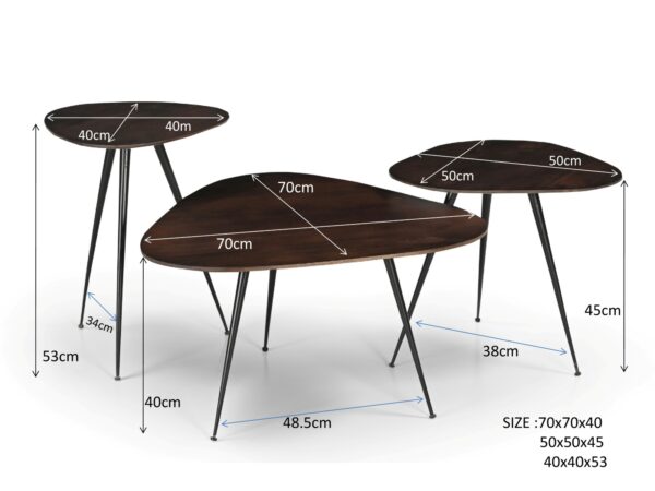 Salontafel Brix Loua Brown set of 3