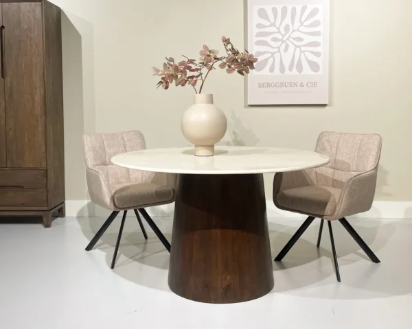 Eetkamertafel brix bottecino rond 130cm