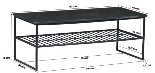 Salontafel dian marble black black 90cm tek