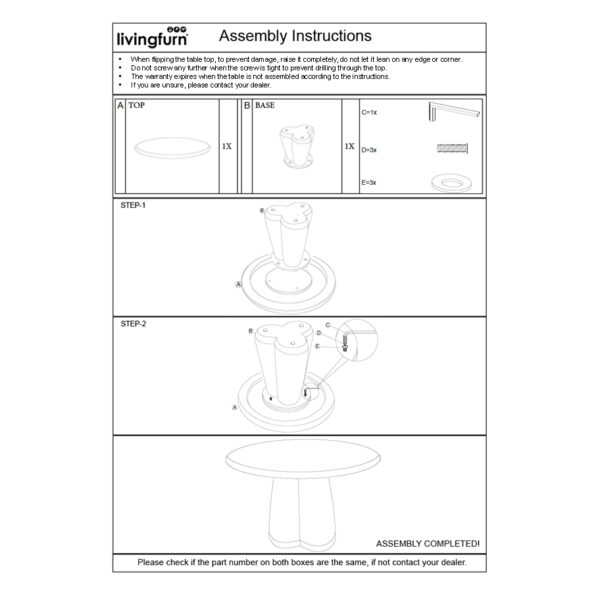 Eetkamertafel Brix Clubs Sandy Rond Ø130cm