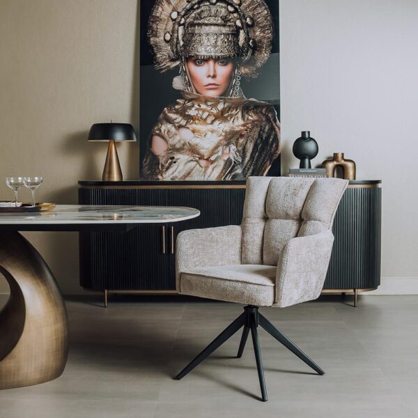 Eetkamerstoel bardi met armleuning 360°draaibaar 1 beige