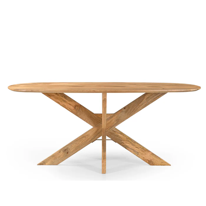 Eettafel Deens Ovaal Runa met Houten Onderstel 120-220cm – 200 x 100 x 76 cm