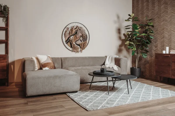 Glasgow 2,5 zits+chaise lounge enjoy 431 beige grey gespiegeld