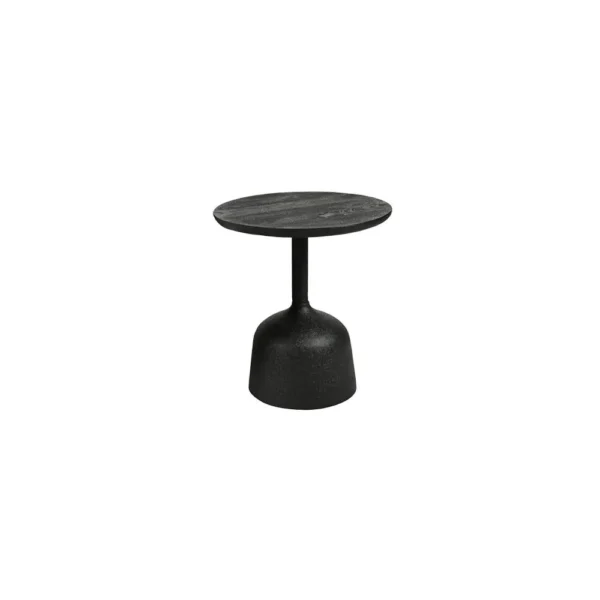 Bijzettafel Elba - Mangohout - zwart - rond