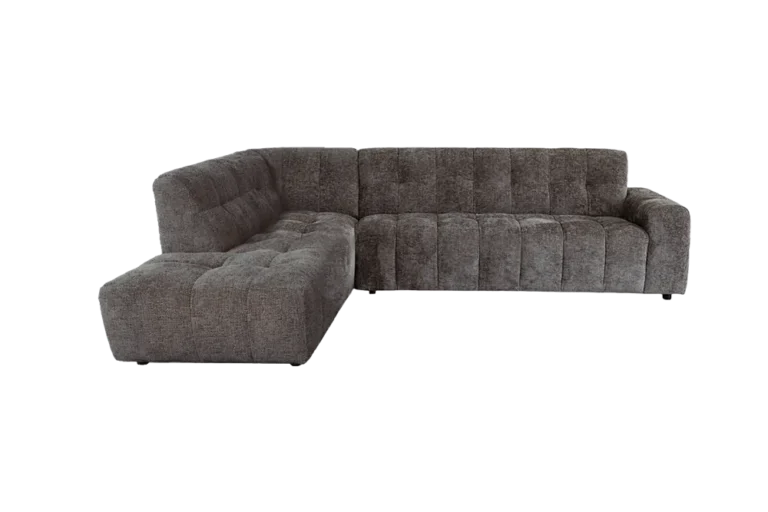 Loungebank Memphis – Memphis Ottoman links, Haga 16 charcoal-Houtskool