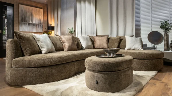 UrbanSofa Ella Hoekbank met Hocker in Charmonix Espresso