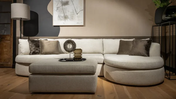 UrbanSofa Ella Loungebank met Hocker in Rio Sand