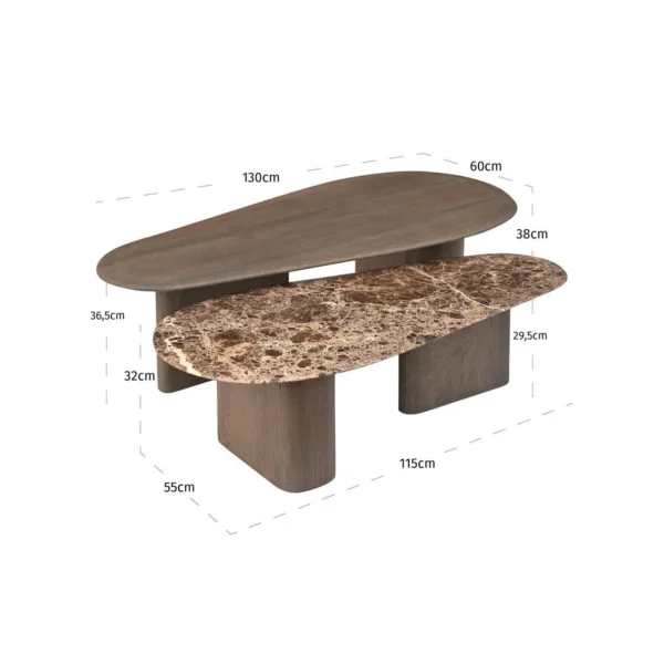 Coffee table Castello Smoked charchoal (Set of 2)
