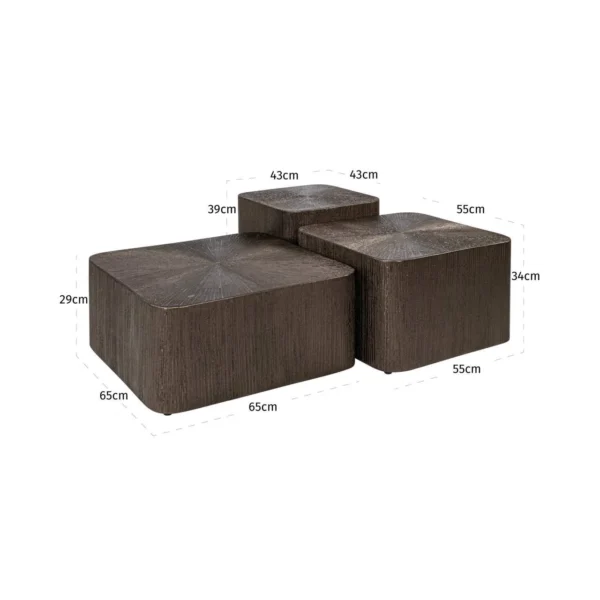 Coffee table Cubes Brunzae (Set of 3)