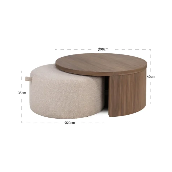 Salontafel Windsor walnut lodge desert fire retardant (Set of 2) m