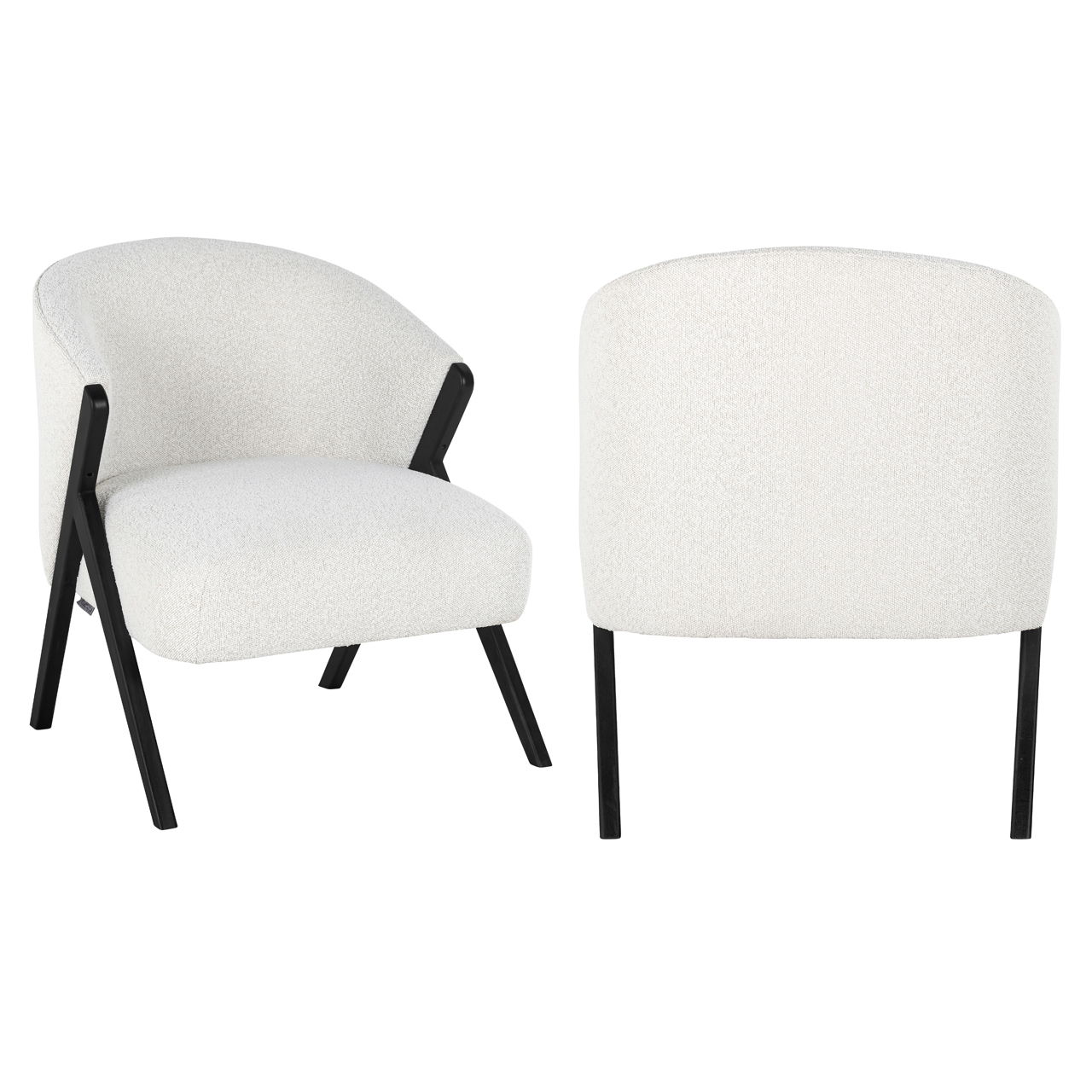 Lounge stoel Mia white bouclé