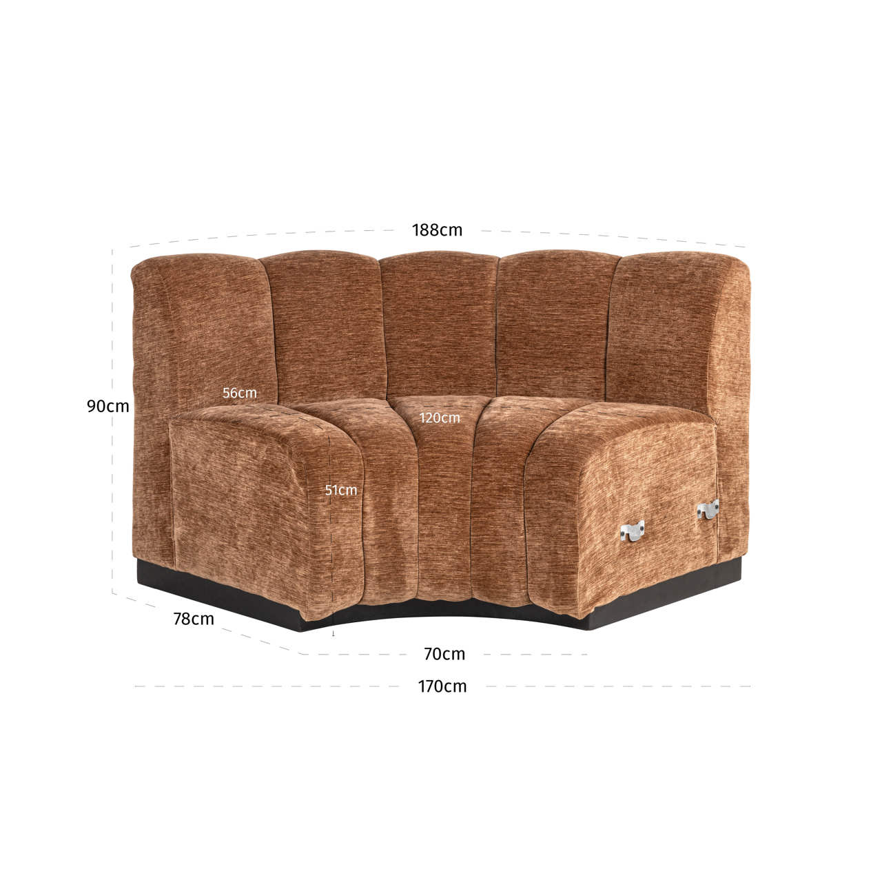 Eetkamer bank Hillpark customized round corner fire retardant - Afbeelding 4