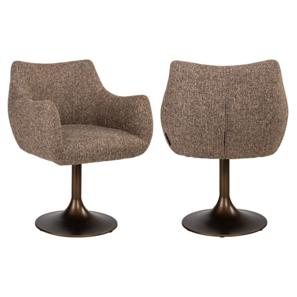 Eetkamerstoel Aldo brown tweed swivel