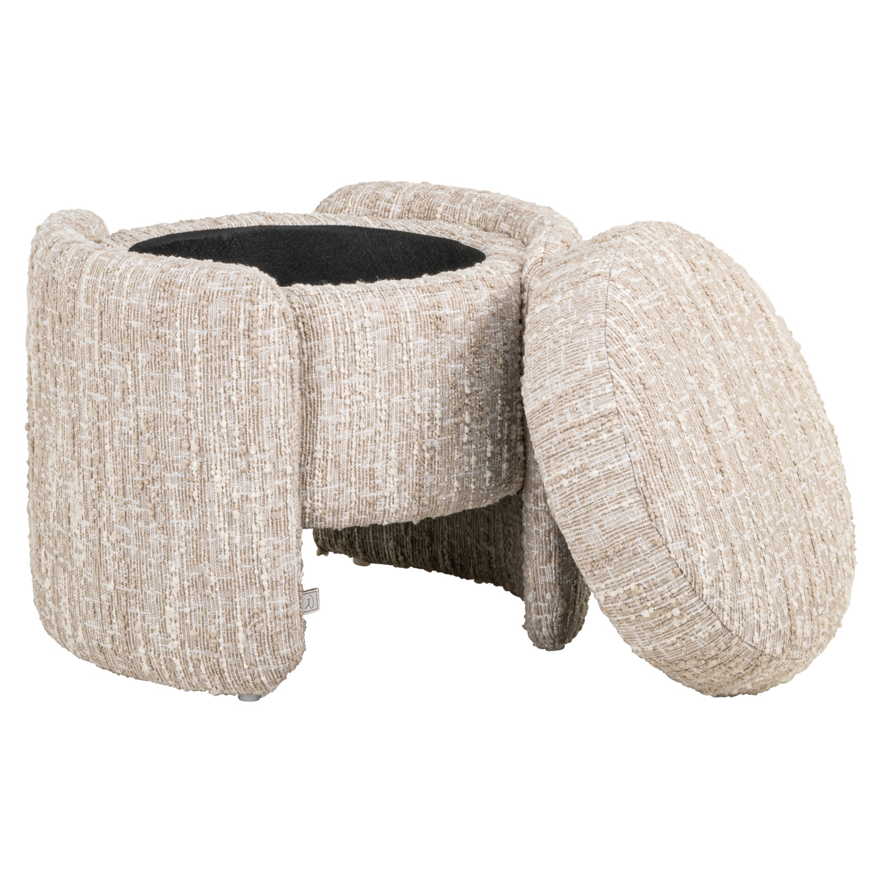 Poef & Voetenbank Cupid beige angora with storage - Afbeelding 4
