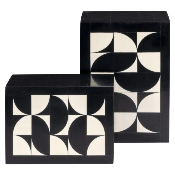 Opbergdoos Rae black/white (Set of 2)
