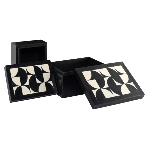 Opbergdoos Rae black/white (Set of 2)