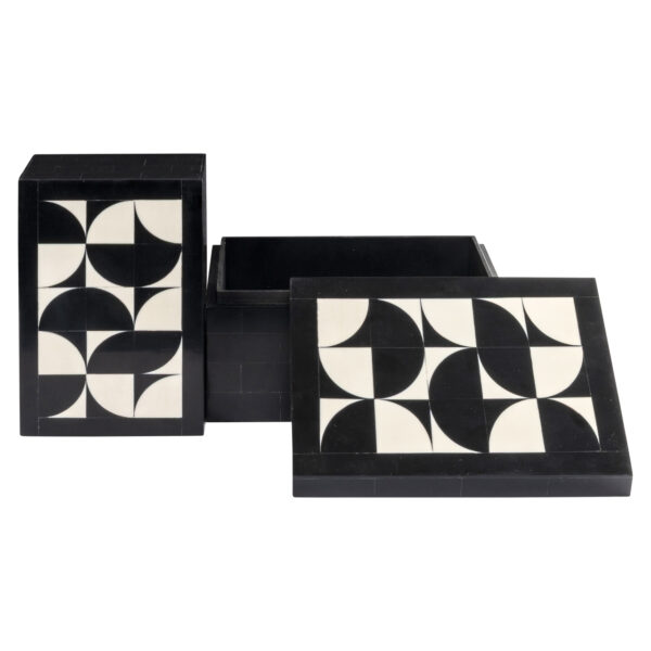Opbergdoos Rae black/white (Set of 2)