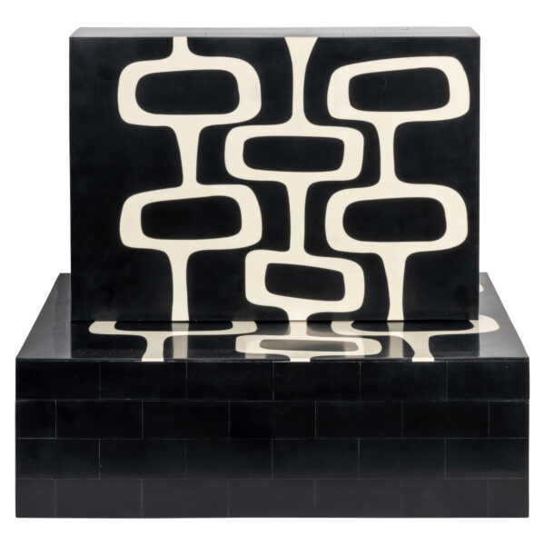 Opbergdoos Lux black/white (Set of 2)