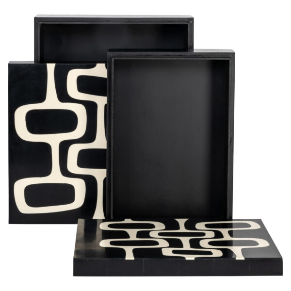 Opbergdoos Lux black/white (Set of 2)
