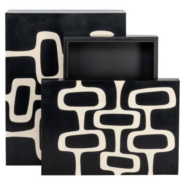 Opbergdoos Lux black/white (Set of 2)