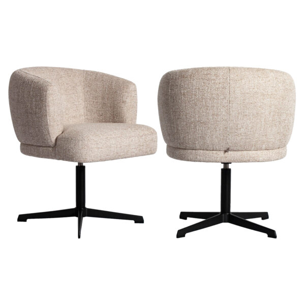 Eetkamerstoel Dinan cream tweed fire retardant - swivel