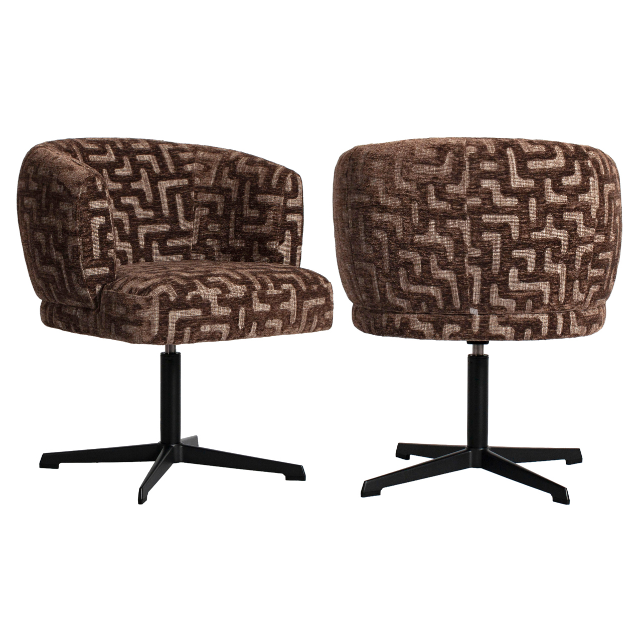 Eetkamerstoel Dinan brown labyrinth fire retardant – swivel