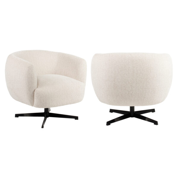Lounge stoel Estelle beige blockweave swivel