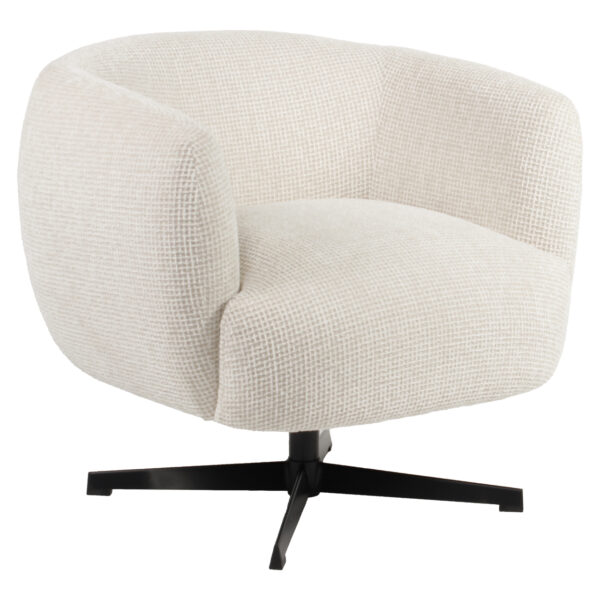 Lounge stoel Estelle beige blockweave swivel