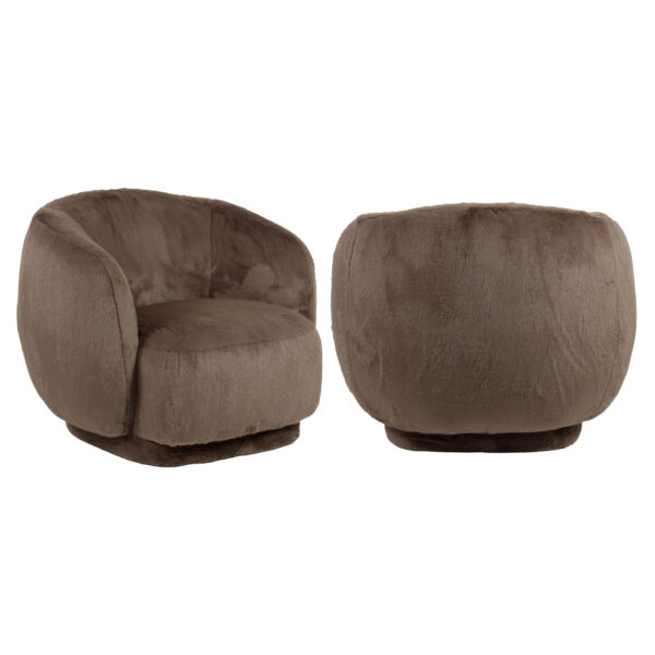 Lounge stoel Negreslo brown fluffy swivel