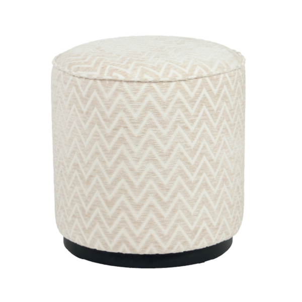 Poef & Voetenbank Lexie beige chevron 45Ø