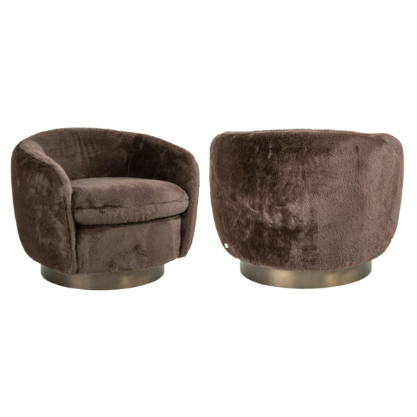 Lounge stoel Colmar chocolat fluffy swivel