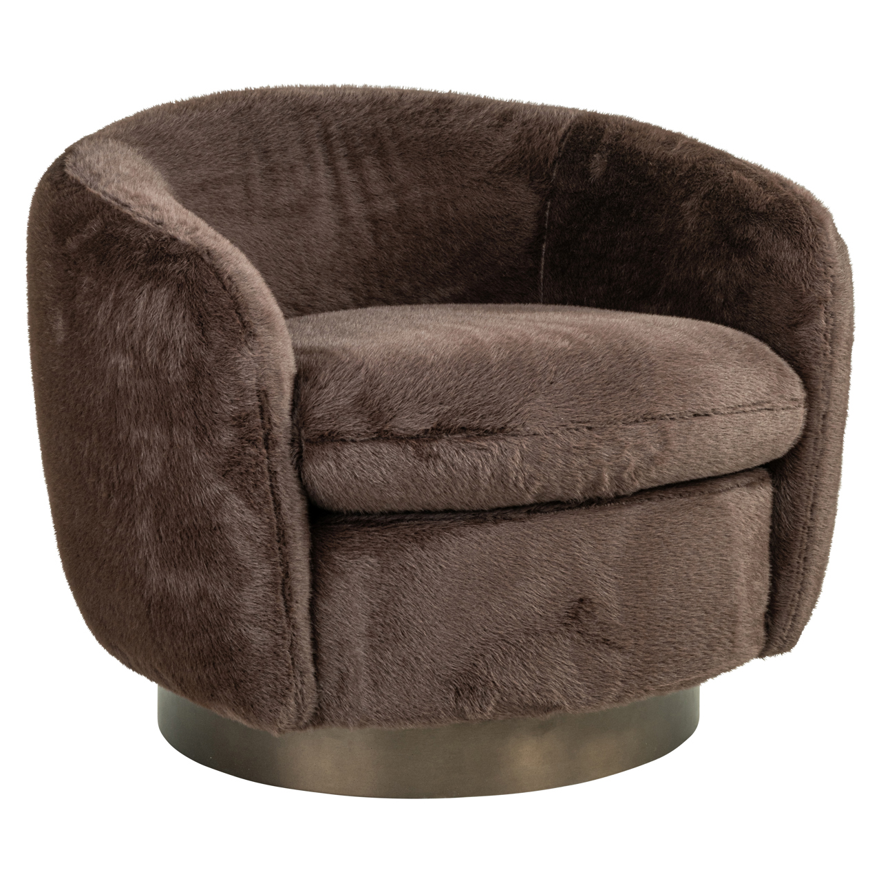 Lounge stoel Colmar chocolat fluffy swivel - Afbeelding 2