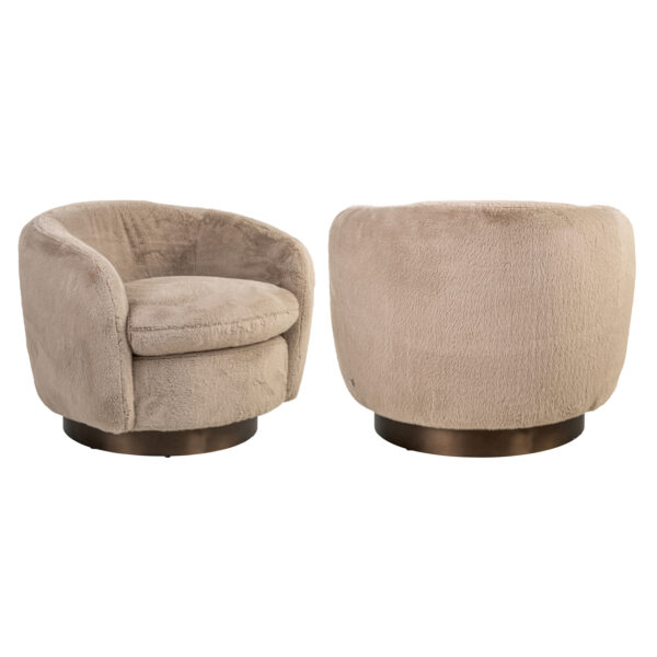 Lounge stoel Colmar khaki fluffy swivel