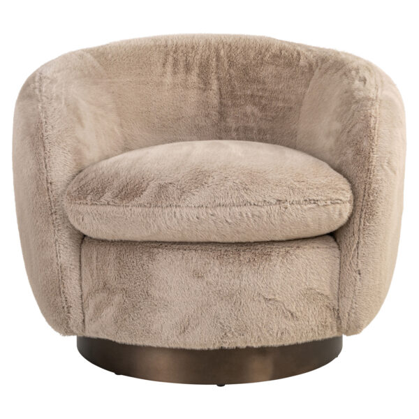 Lounge stoel Colmar khaki fluffy swivel