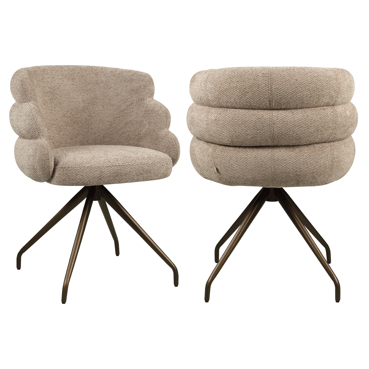 Eetkamerstoel Kayla mocca boldweave swivel