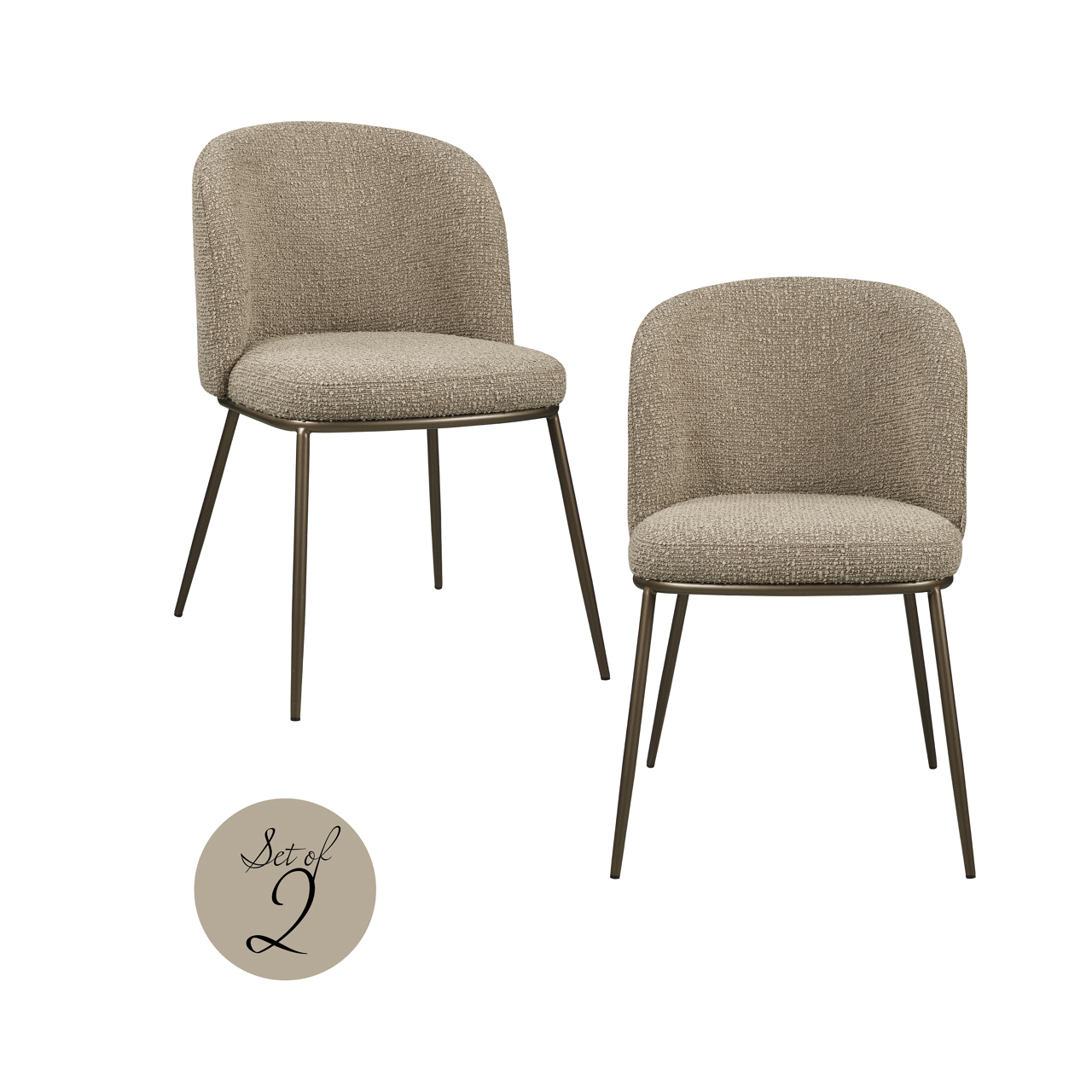 Eetkamerstoel Elvi mocca chunky fire retardant (Set of 2)