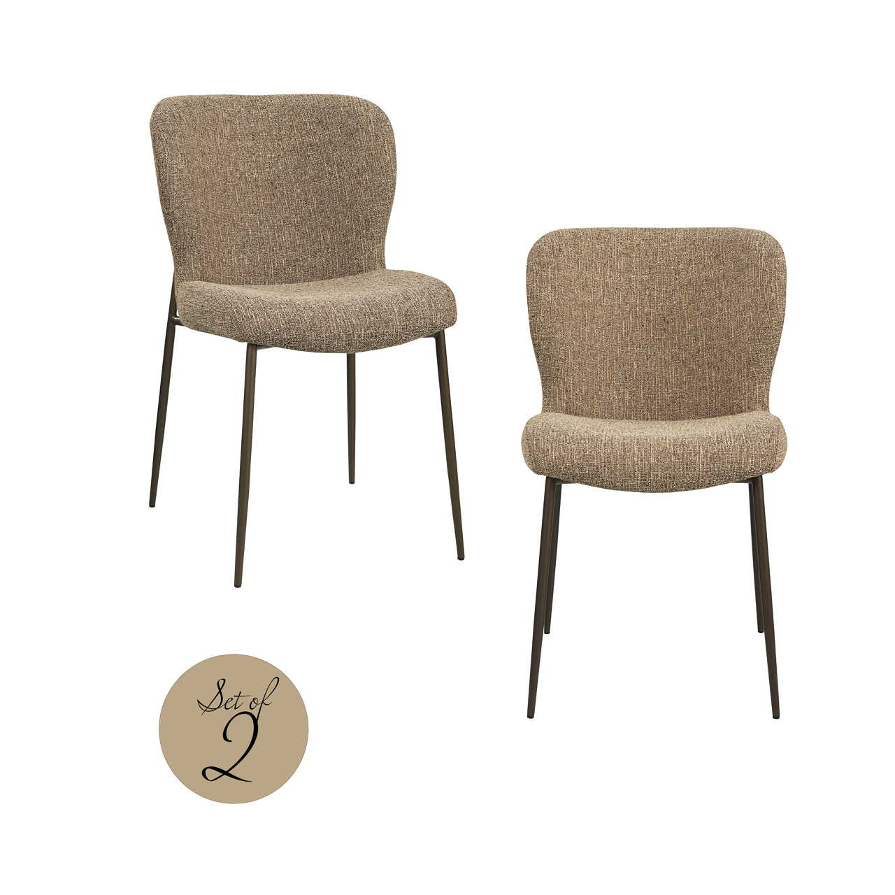 Eetkamerstoel Odarby brown tweed fire retardant (Set of 2)
