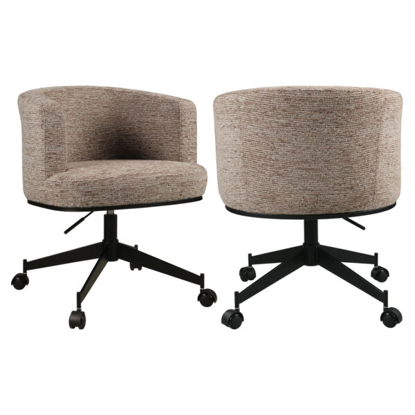 Eetkamerstoel Rochenne mocca linear swivel on wheels