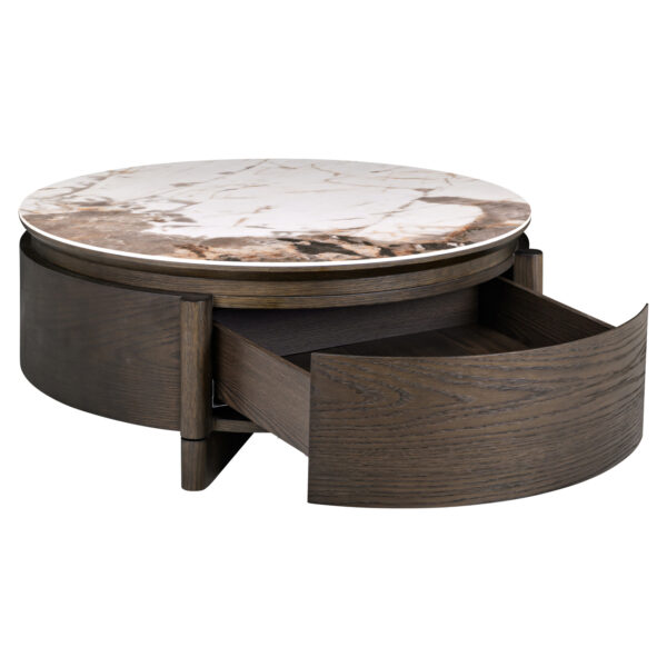 Salontafel Langford brown 90Ø 1-drawer