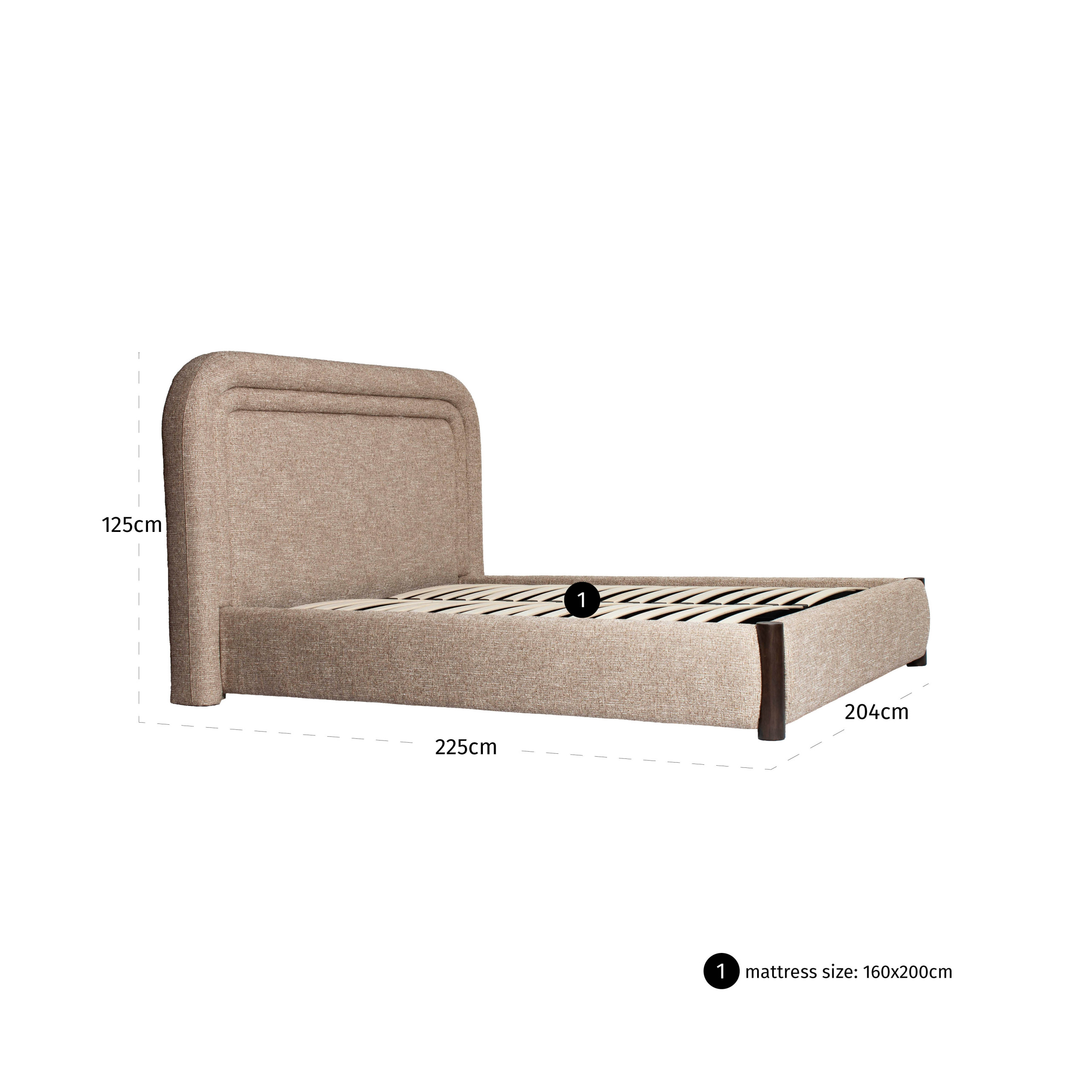 Bed Citadel sand tweed 160x200 (mattress size (excl.)) - Afbeelding 6