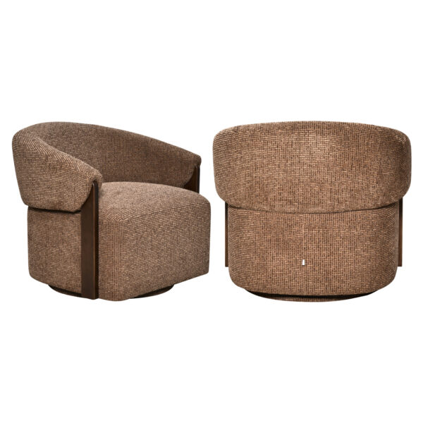 Lounge stoel Marina brown blockweave swivel fire retardant