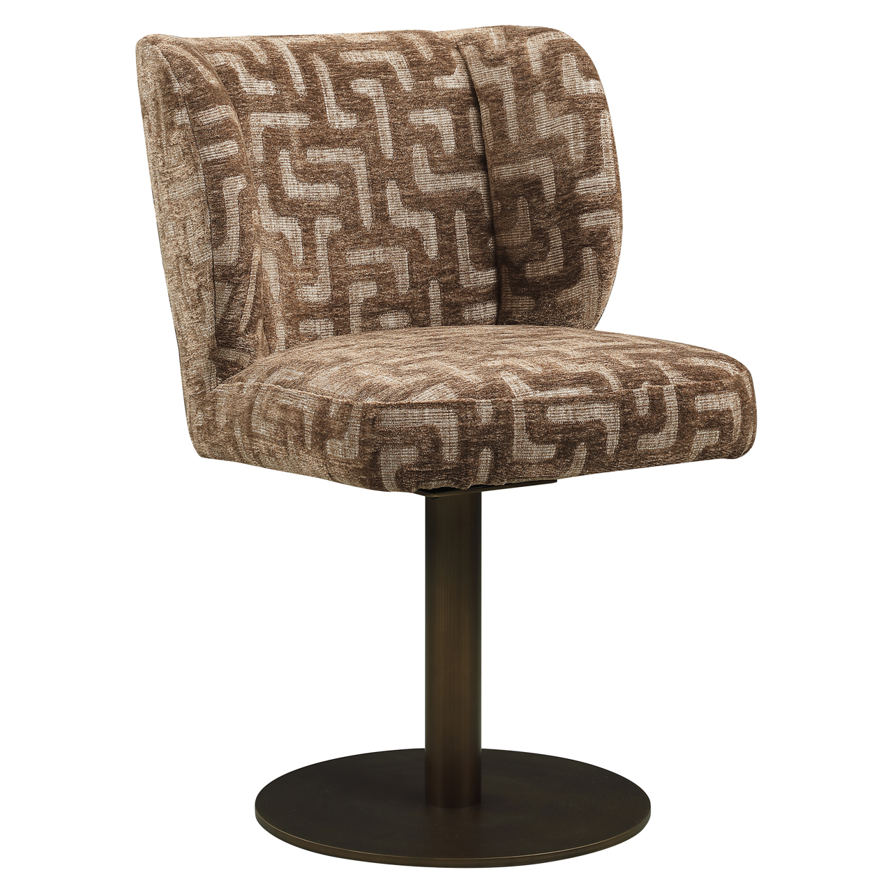 Eetkamerstoel Fiona brown labyrinth swivel - Afbeelding 2