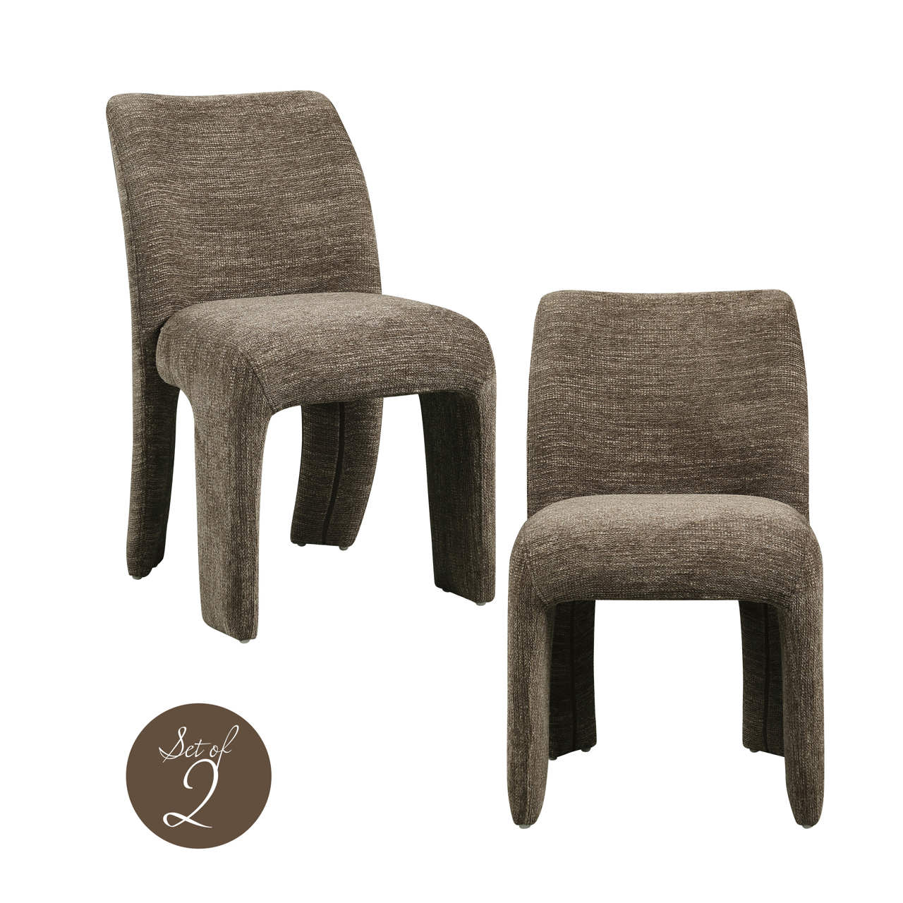 Eetkamerstoel Maya brown softweave (Set of 2)