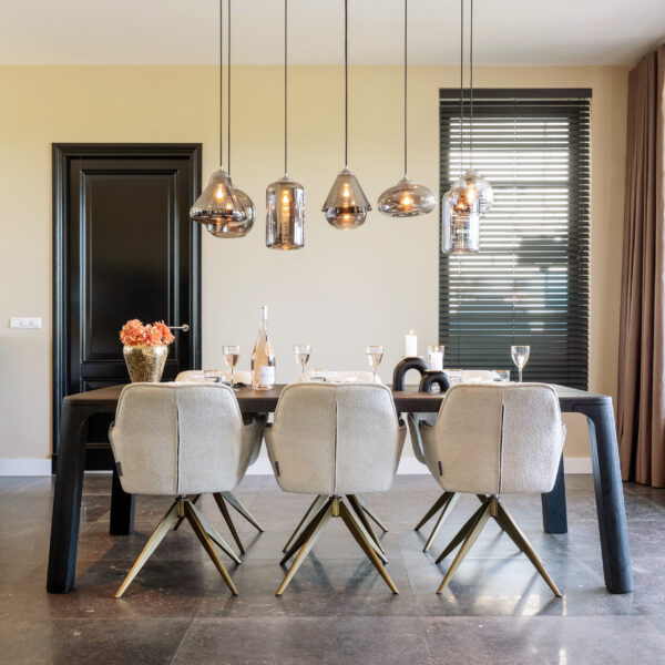 Eetkamerstoel Aline white chenille swivel fire retardant