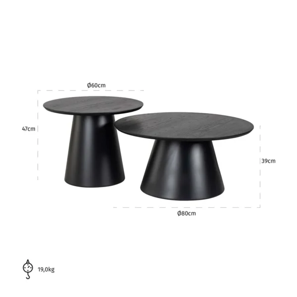 Coffee table Jazz zwart (Set van 2)