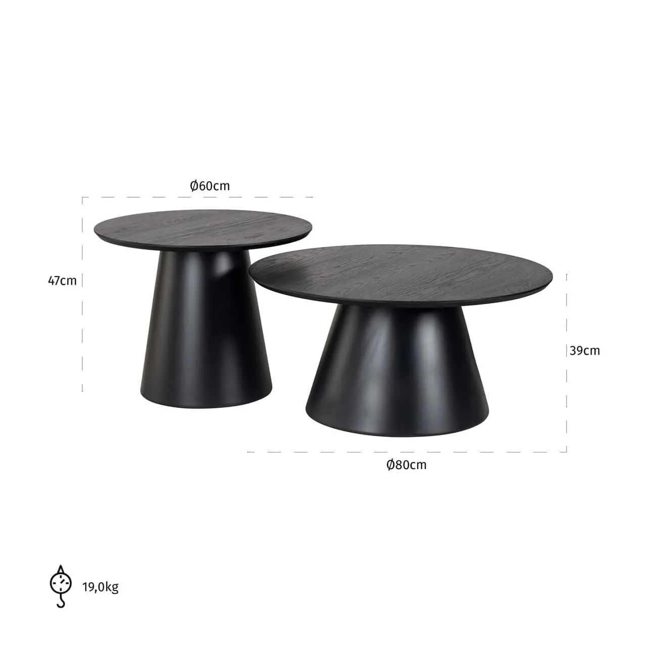 Coffee table Jazz zwart (Set van 2)
