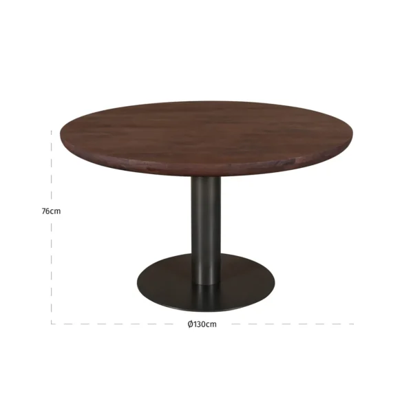 Eettafel Baldwin spicebrown 130Ø